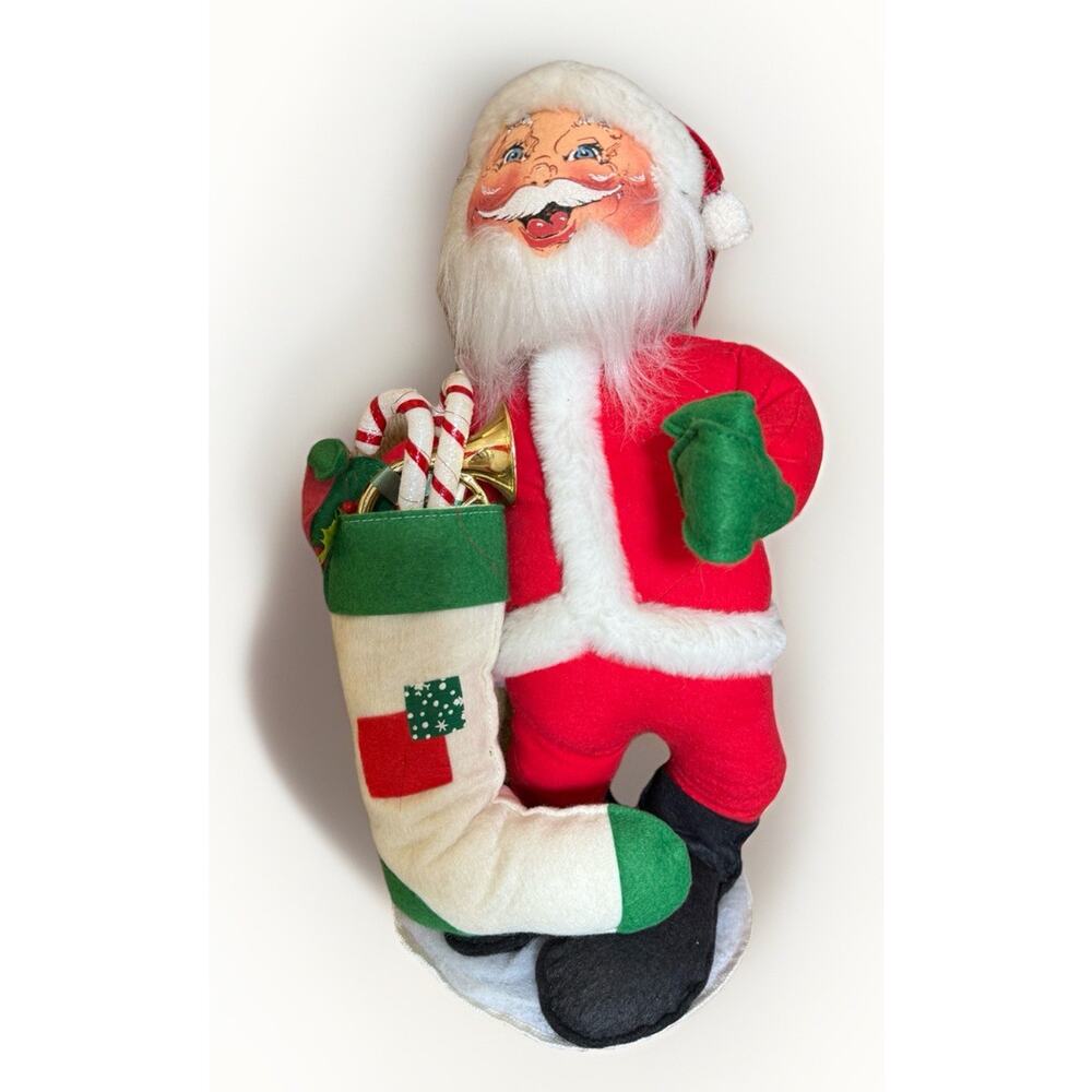 Annalee Doll Christmas Santa Claus Stocking Candy Cane 18” Tall Vintage 1989